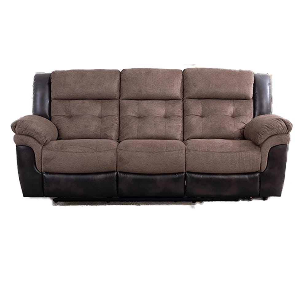 Two Tone Fabric Power Recliner Sofa, Brown