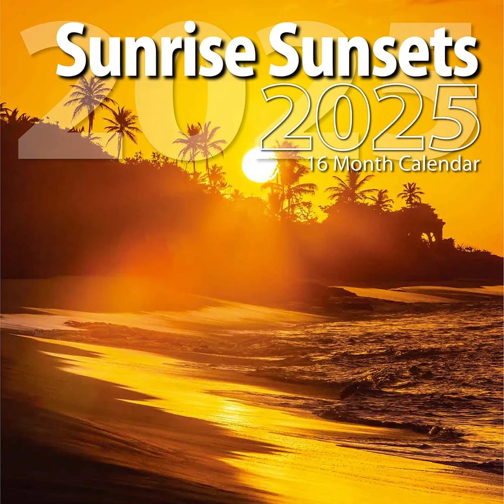 2025 Sunrise Sunsets Themed 16 Month Wall Calendar, 12"