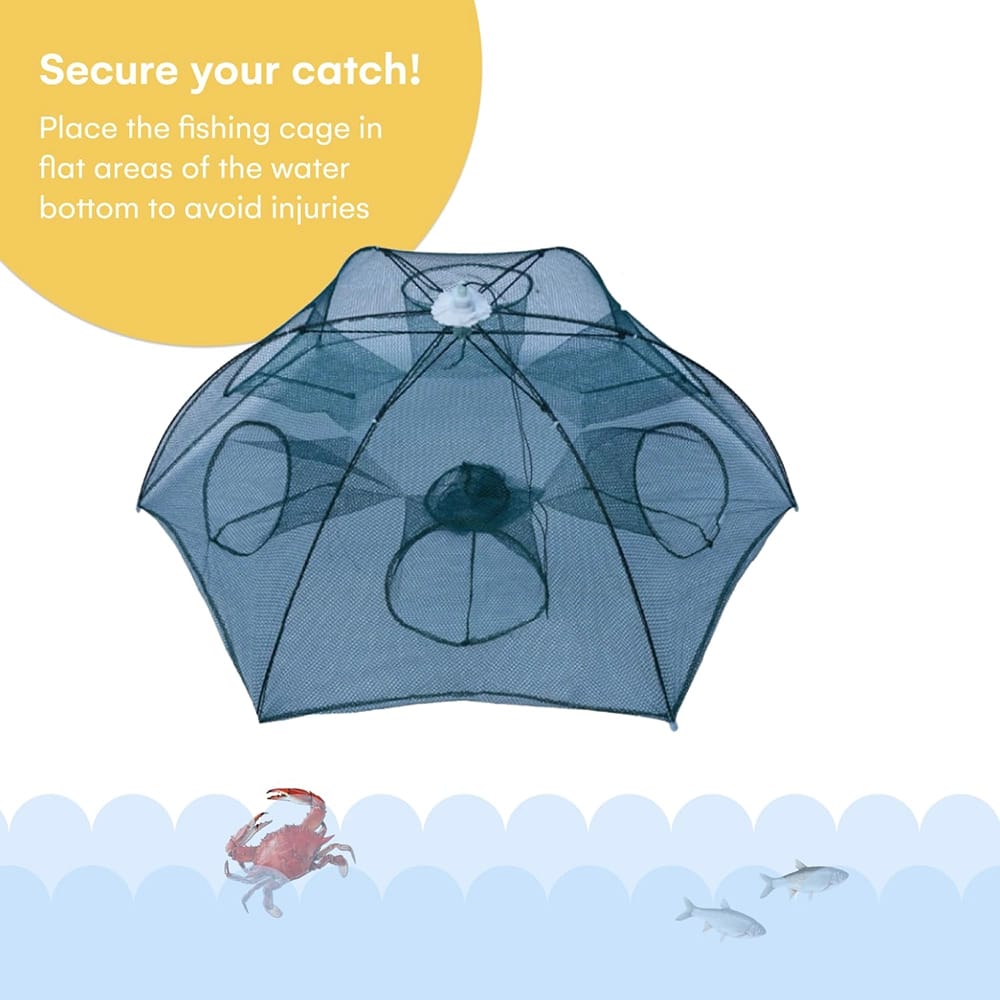 Noa Store Upgraded Fishing Bait Foldable Net Trap, Blue