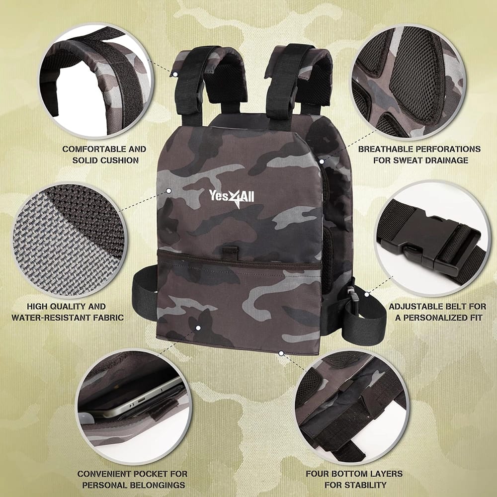 Yes4All Adjustable Weighted Vest With 2-8.75 lb Plates