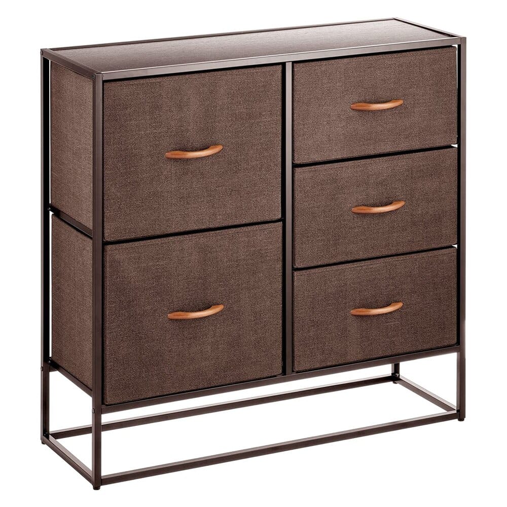 mDesign Tall Modern 5-Drawer Storage Dresser Unit, Espresso