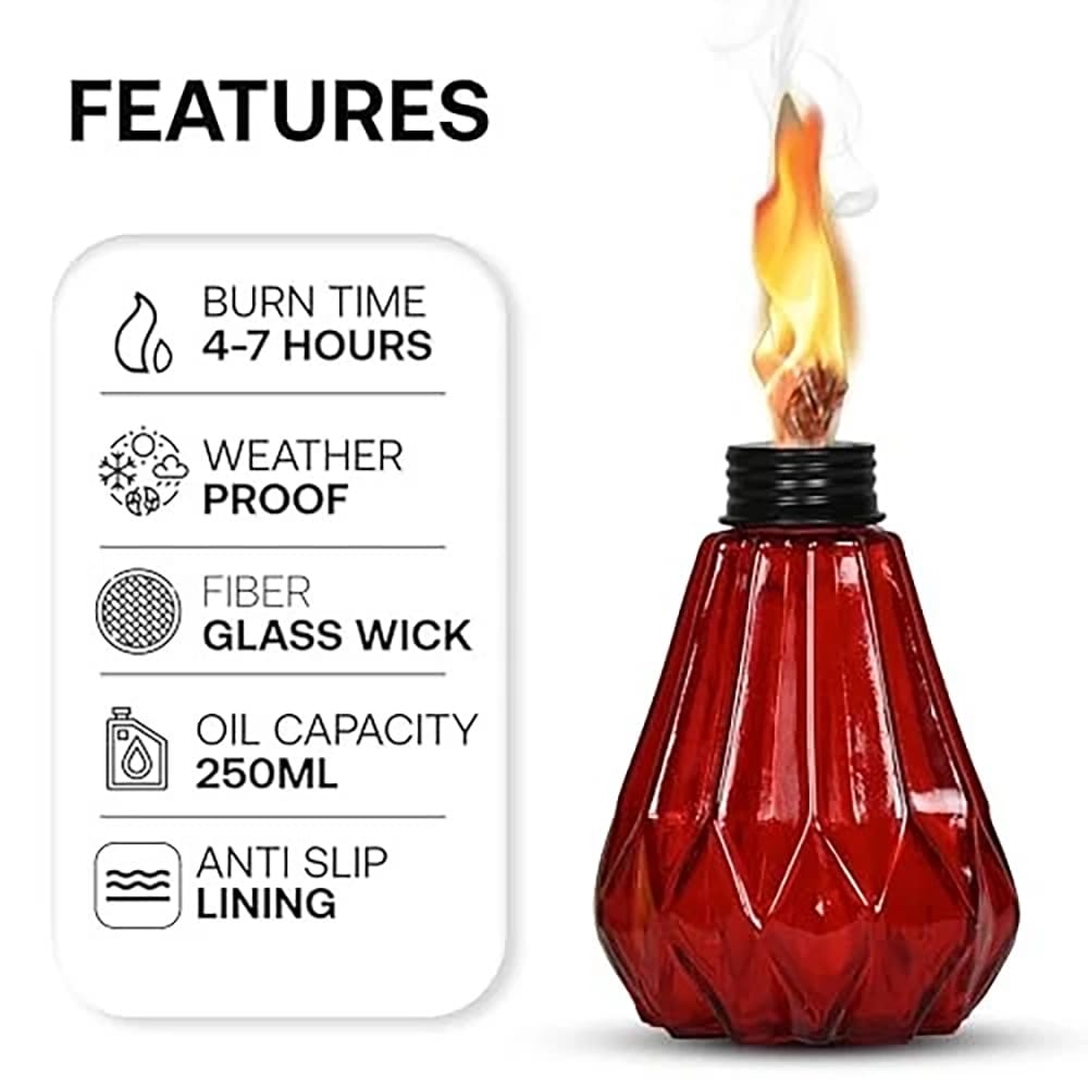 Glass Pineapple Table Torch, 3 Pack, Multicolor