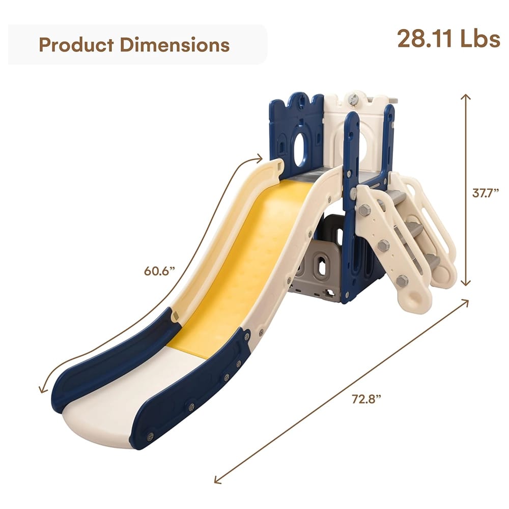 Childlike Behavior Playhouse with Slide and L-Shaped Ladder