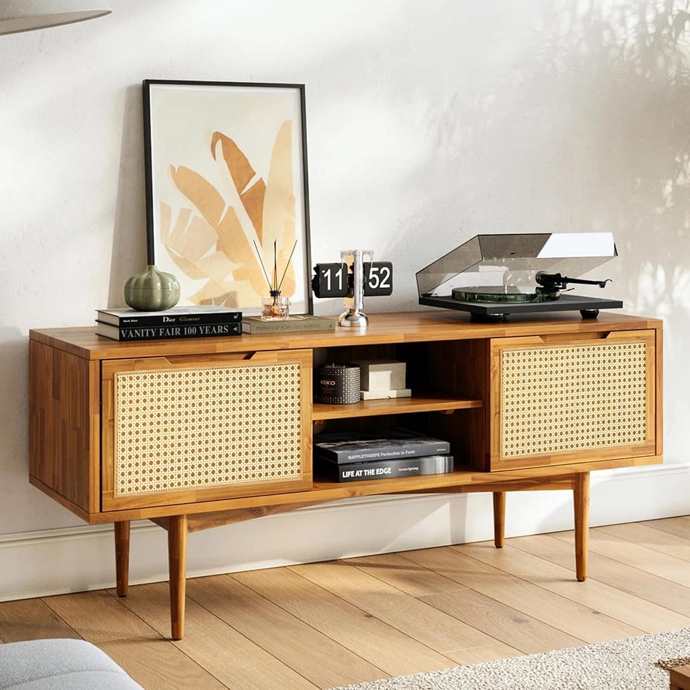 Bme Solid Wood Oliver TV Stand, Caramel