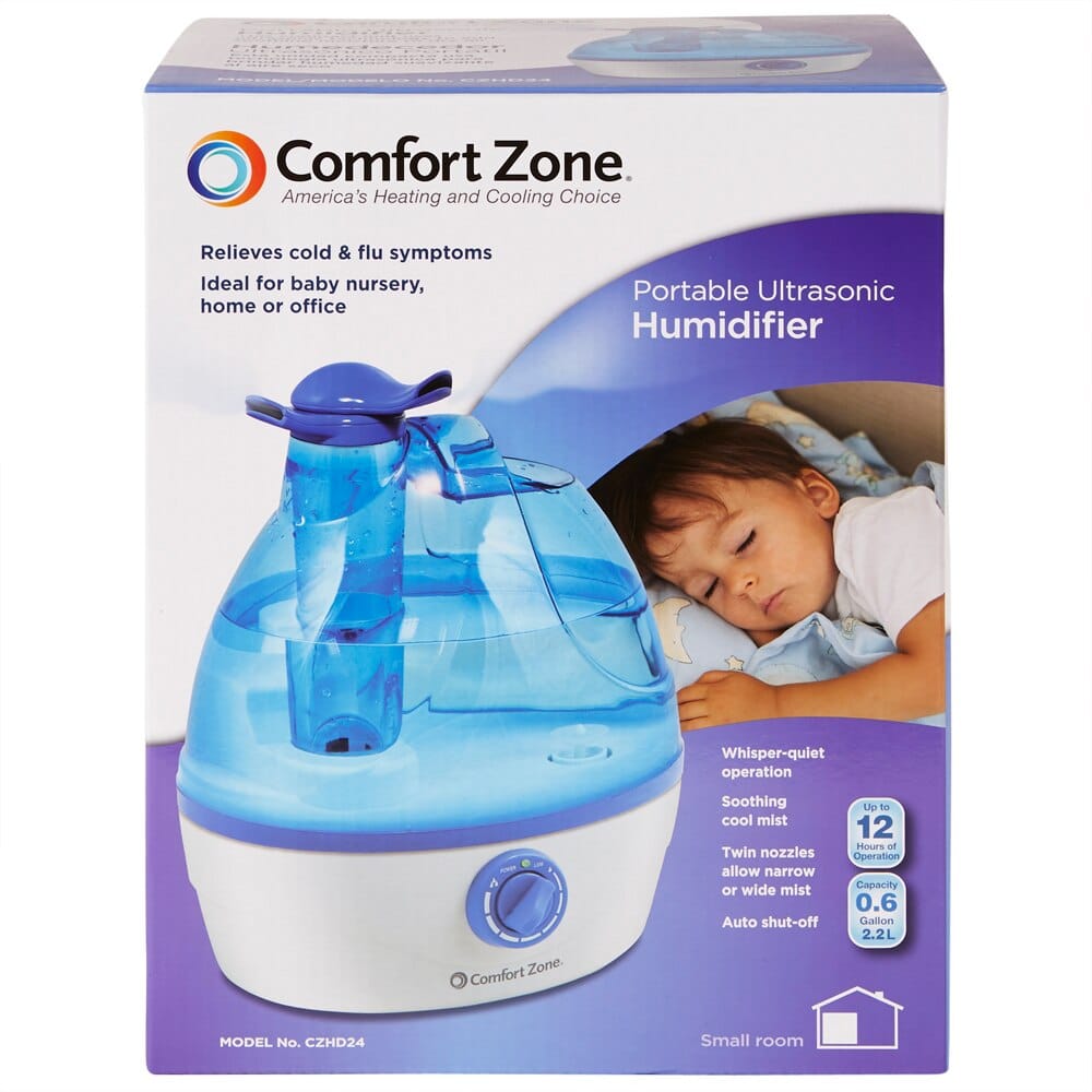 Comfort Zone Ultrasonic Humidifier with Dual Nozzles, 2.3 L