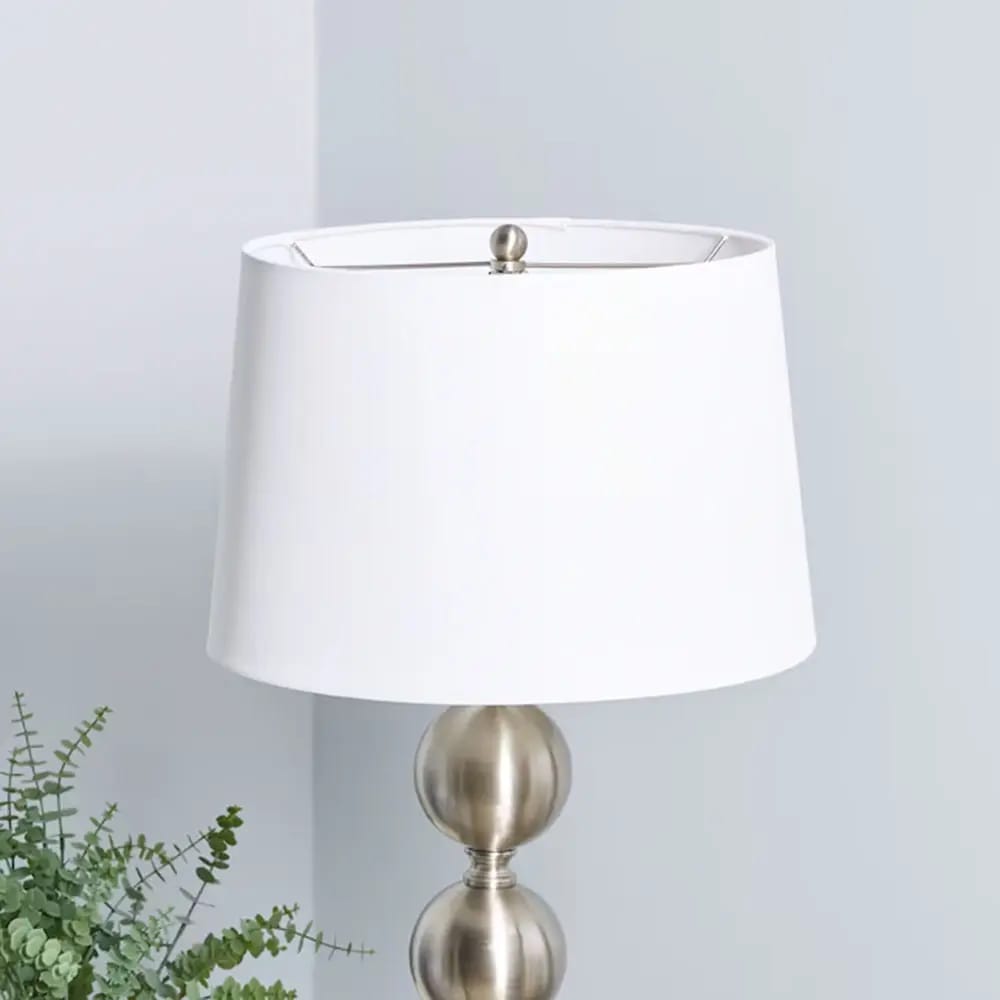 Allen + Roth Hatton Shaded Floor Lamp, Brushed Nickel