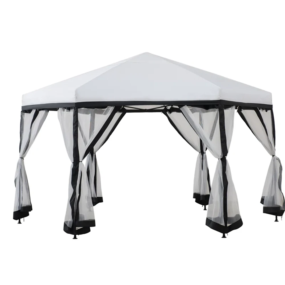 Sunjoy Outdoor 2-Tone Hexagon Pop Up Gazebo, 11' x 11