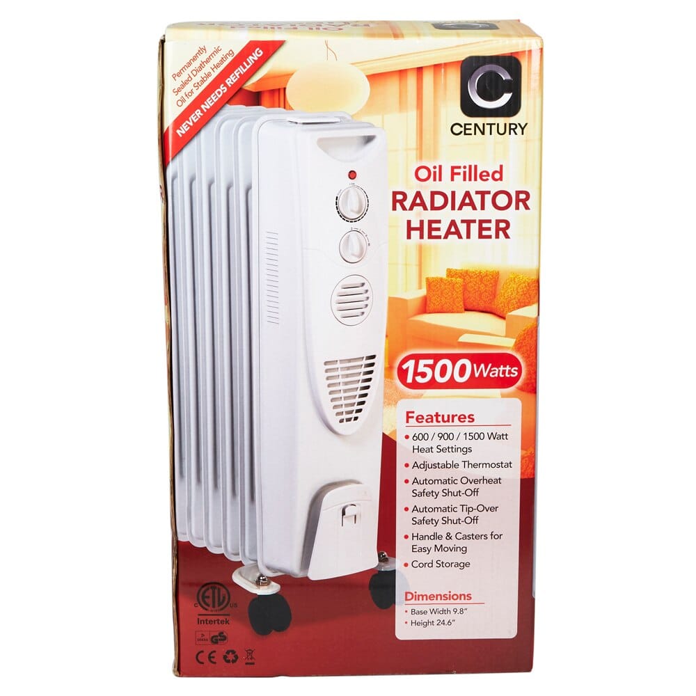 Century Oil-Filled Radiator Heater, White