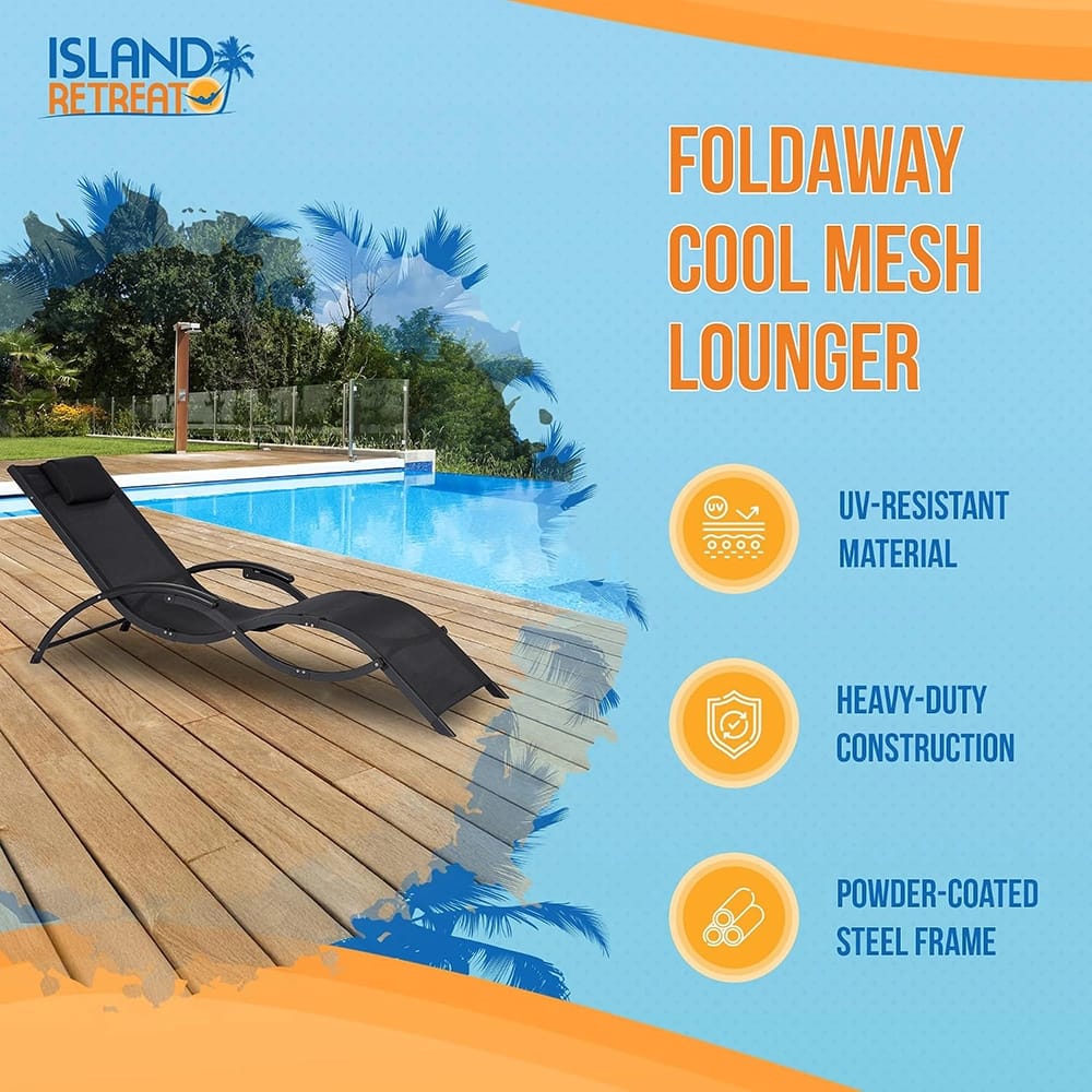 Island Retreat Outdoor Mesh Lounge Chair, Black