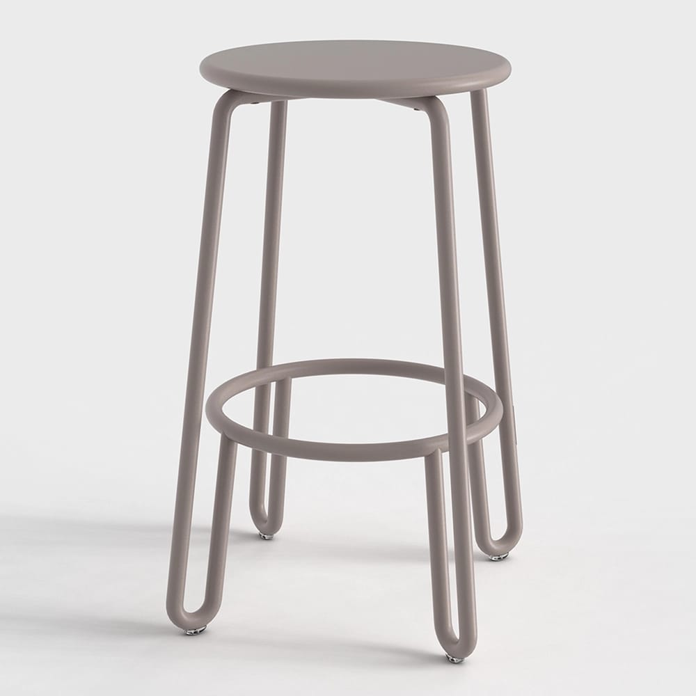 Maiori Aluminum Huggy Stackable Patio Counter Stool, Light Taupe