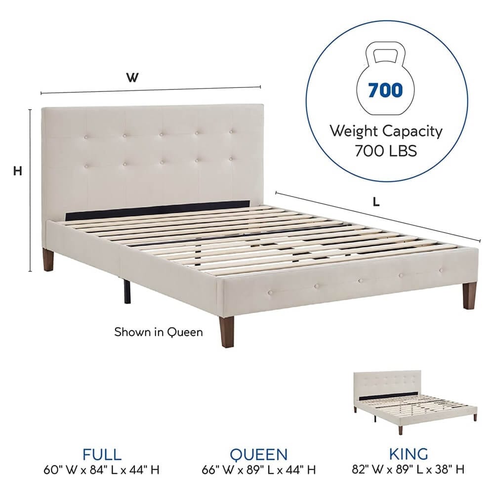 Classic Brands Seattle Upholstered Full Bed Frame, Shell