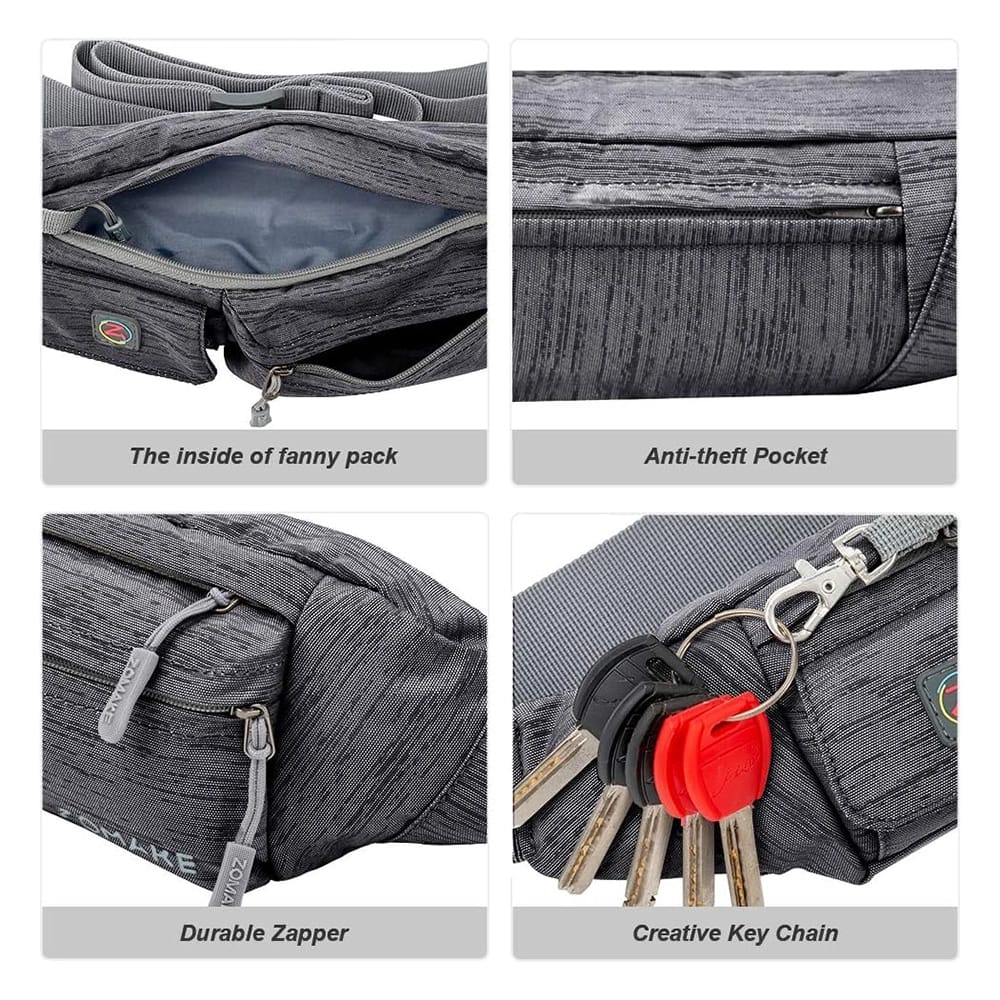 ZOMAKE Small Crossbody Fanny Pack, Gray