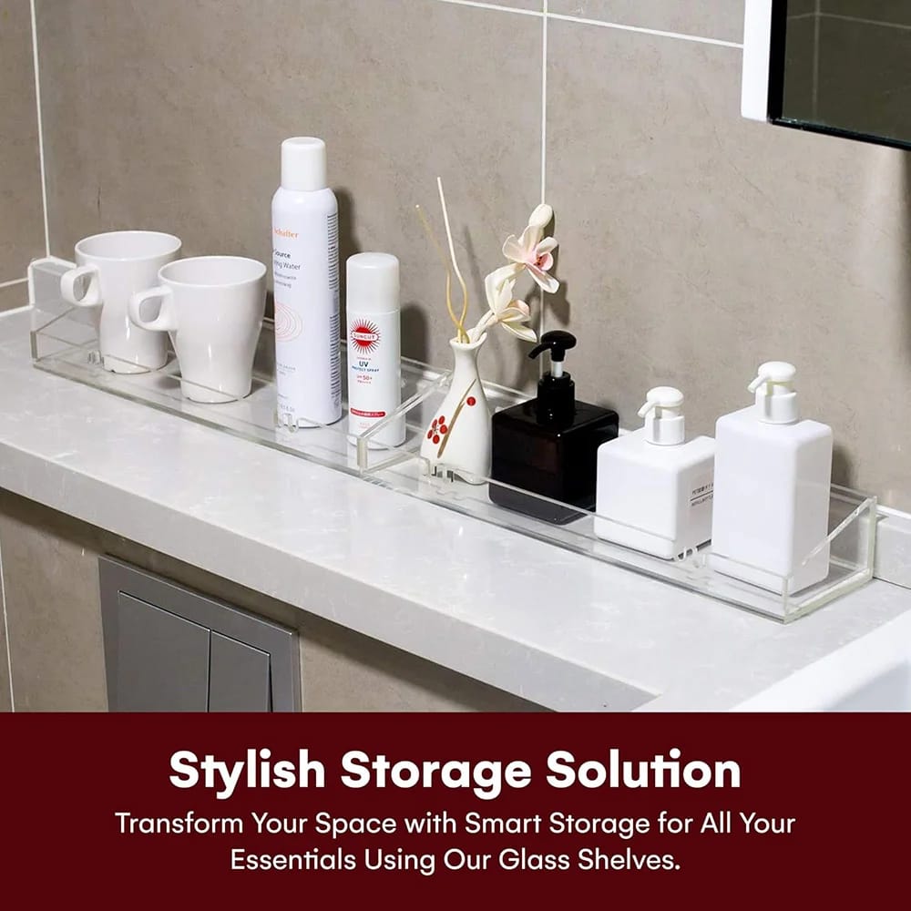 Acrylic Bathroom Shelves, Set of 2, Clear