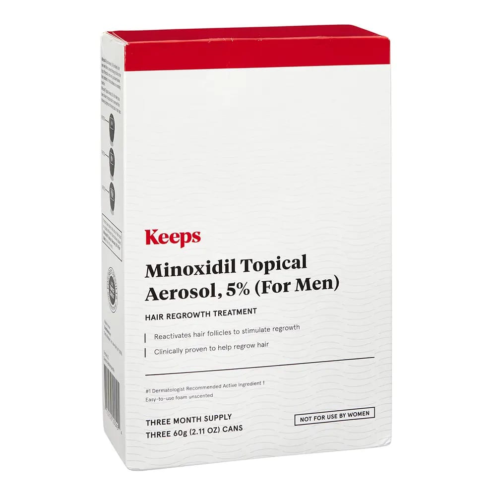 Keeps Minoxidil Topical Aerosol Hair Regrowth Treatment for Men, 3 Count