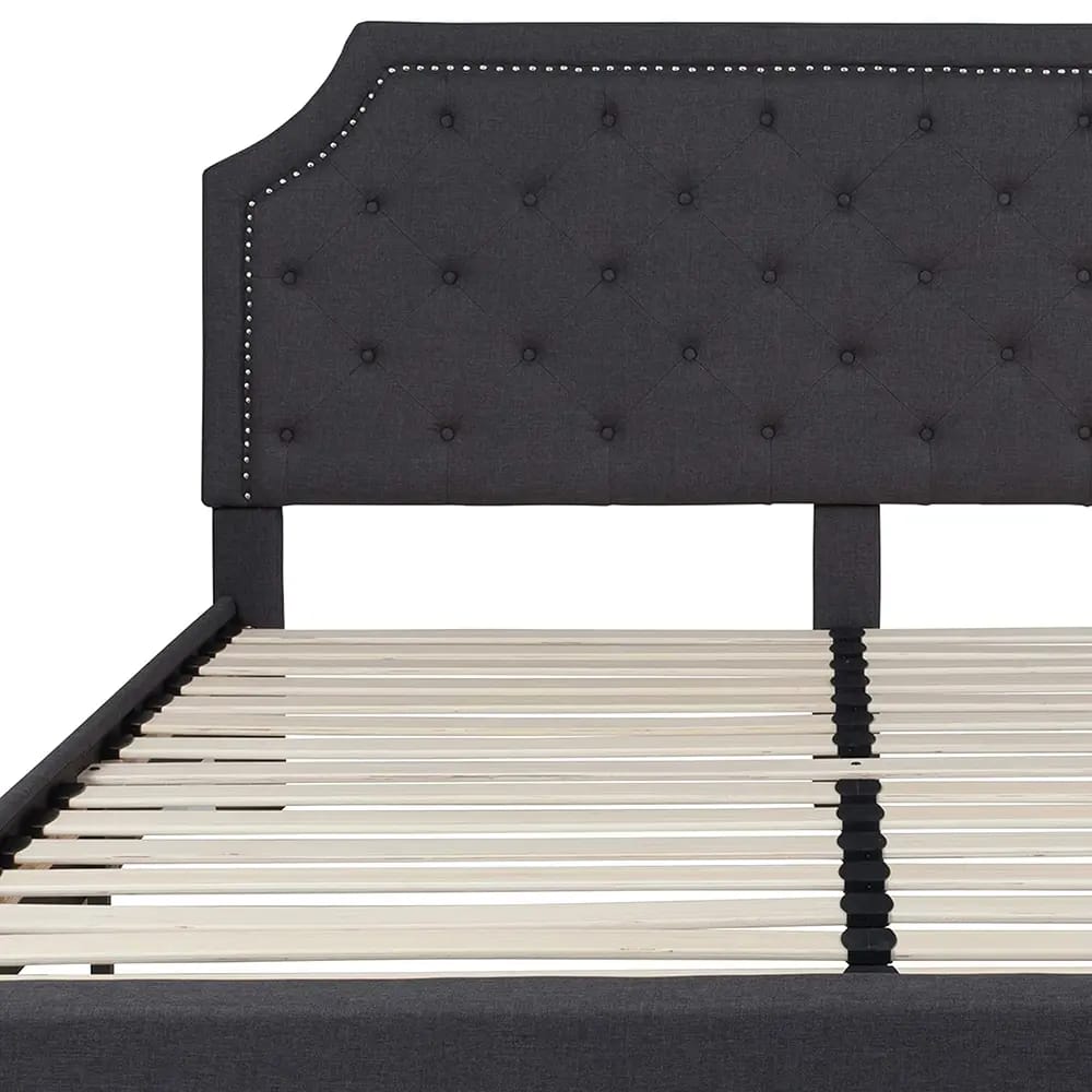 Brighton Arched Tufted Upholstered Platform Bed, King, Dark Gray