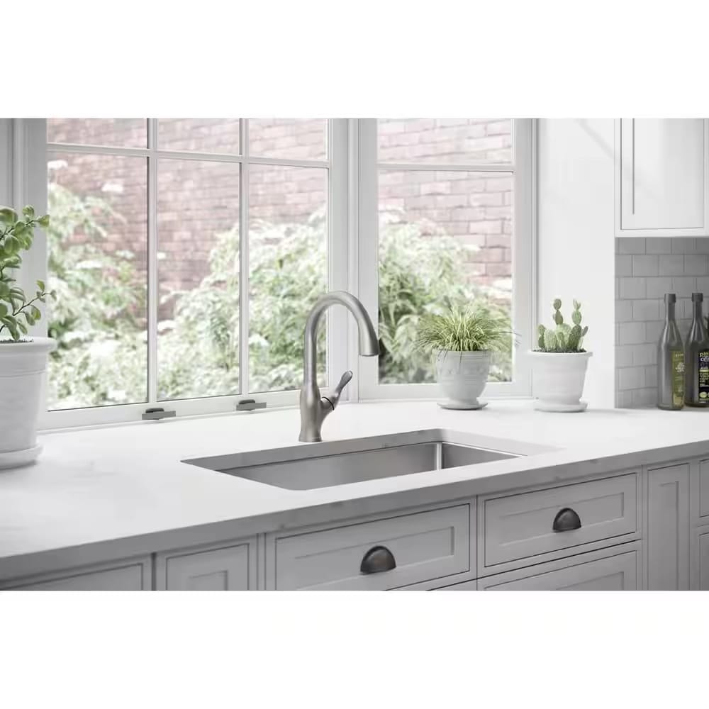 Elkay Single-Handle Pull-Down Sprayer Kitchen Faucet, Satin Lustrous Steel