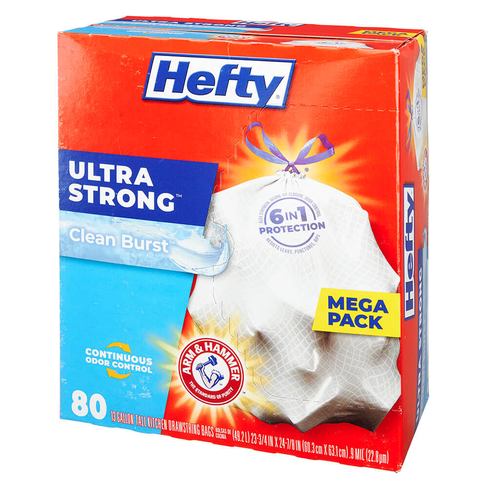 Hefty Ultra Strong Clean Burst 13 Gallon Trash Bags, 80 Count