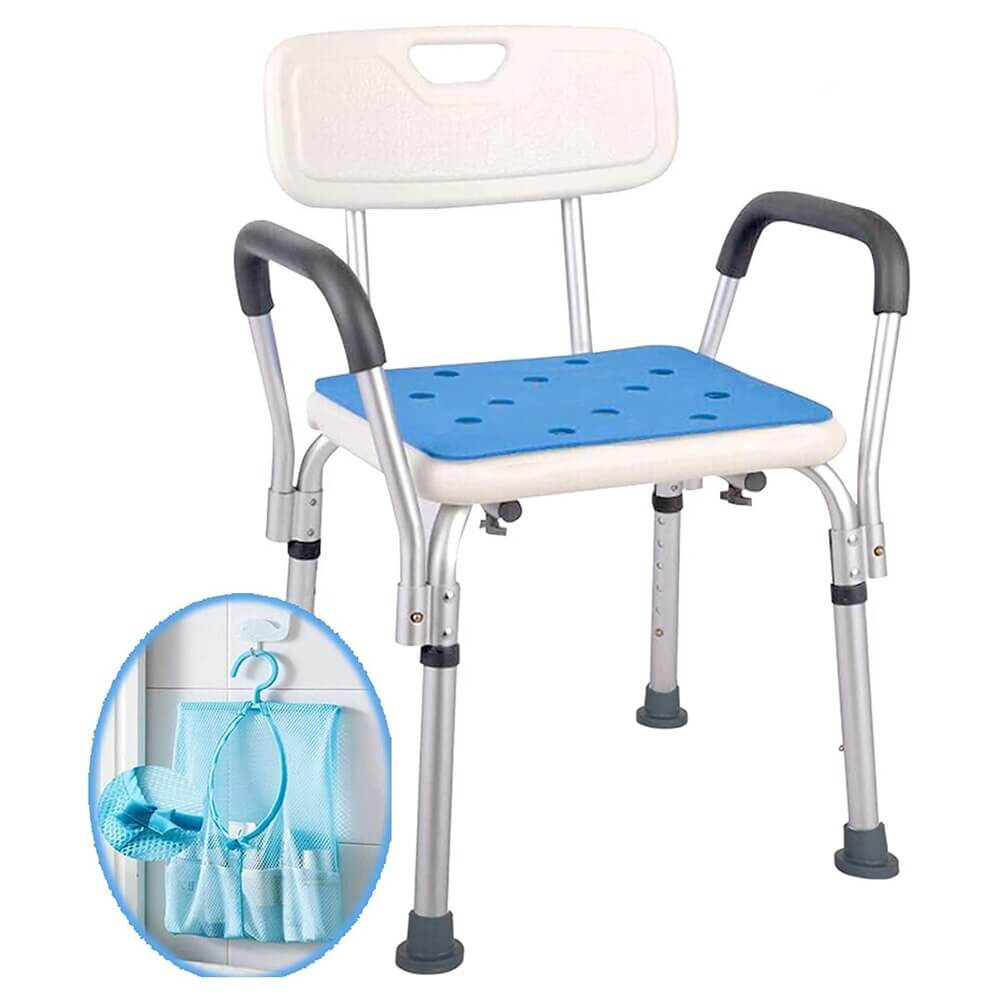 HappyNites Easy Fit Shower Stool with Rails and Shower Bag