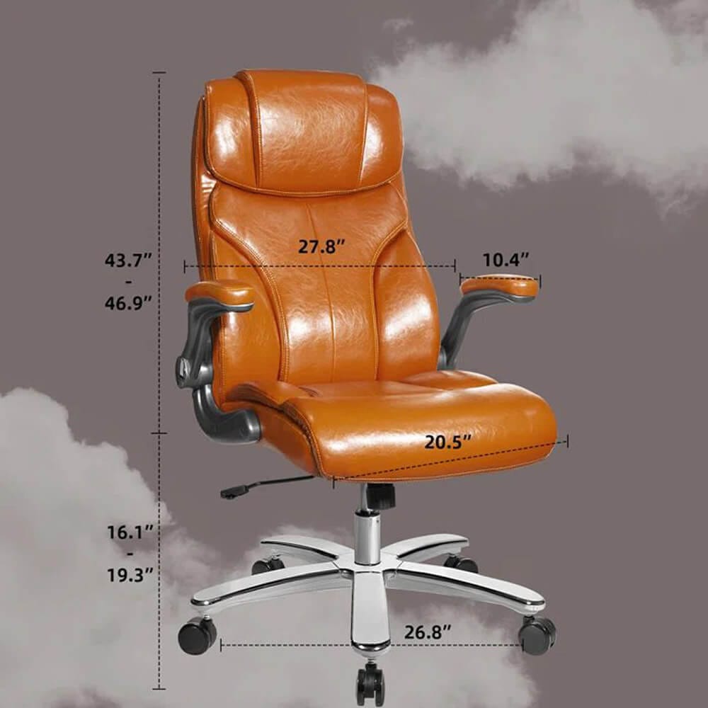 Mecor High-Back Faux-Leather Executive Office Chair, Brown