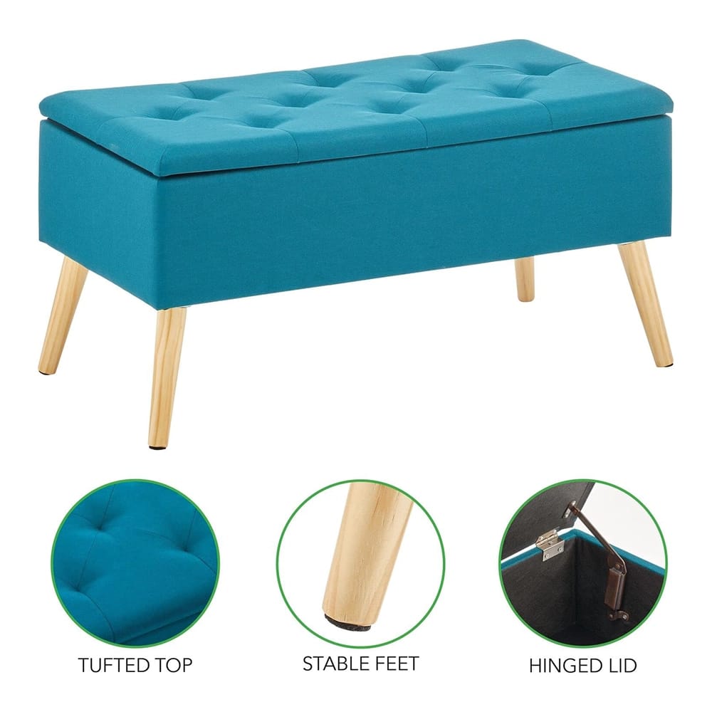 mDesign Rectangle Storage Bench, Teal
