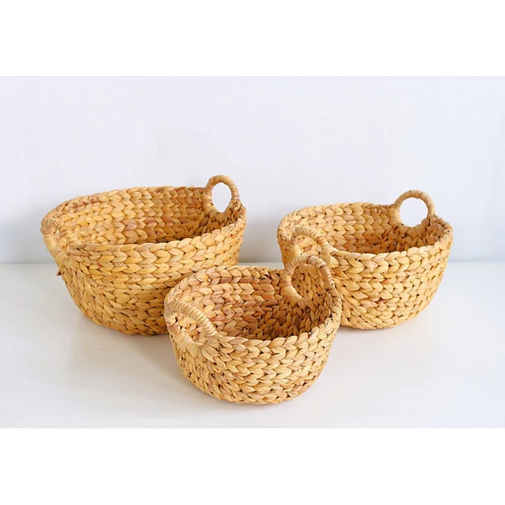 Water Hyacinth Catchall Baskets, Natural, Set of 3