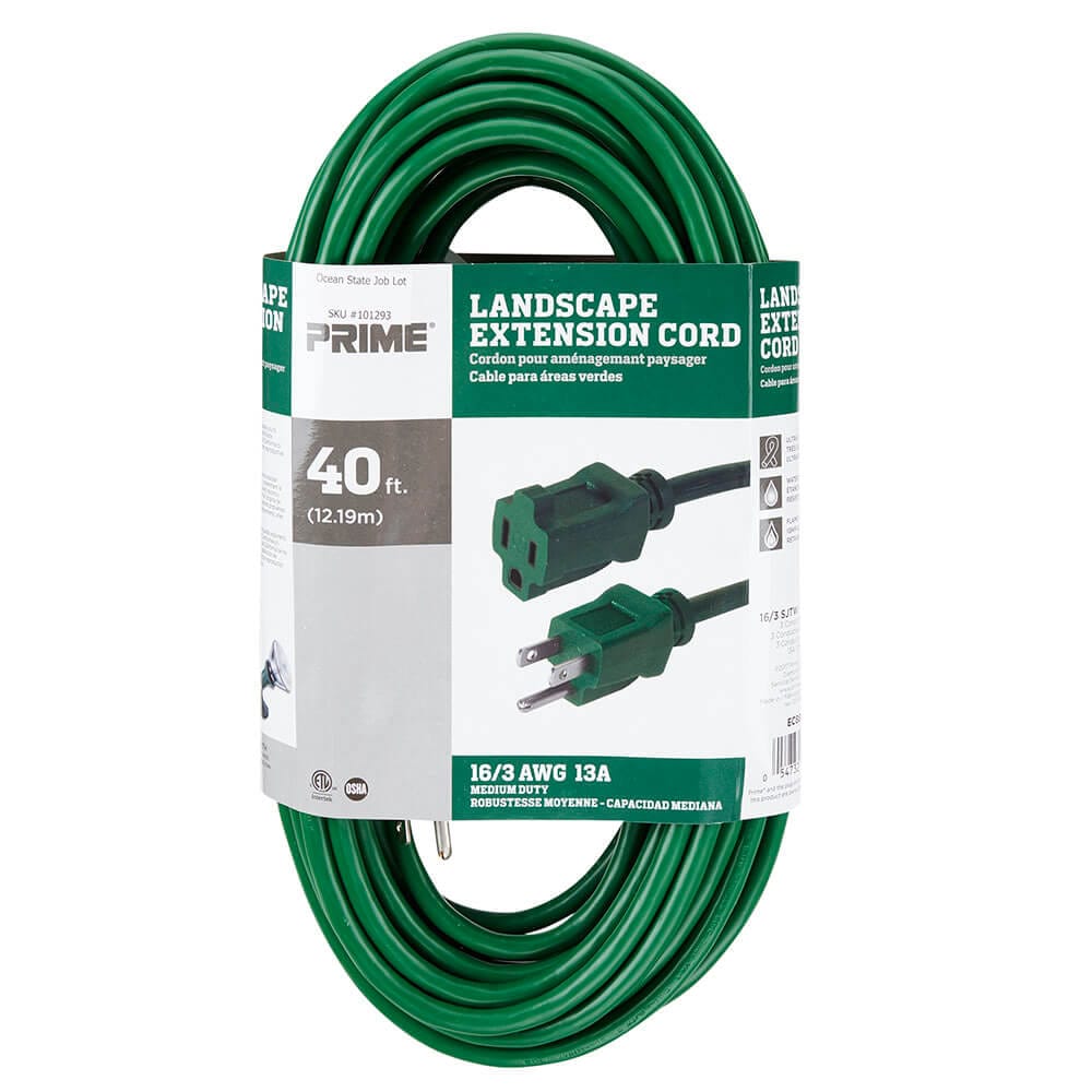 Prime 16/3 Medium-Duty Landscape Extension Cord, 40'