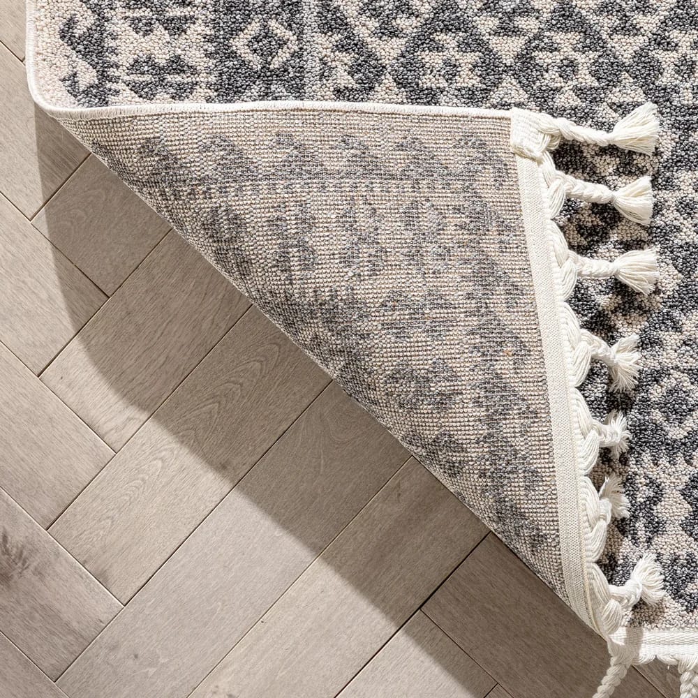 Well Woven 7'10" x 10'6" Loop-De-Loop Callista Tribal Trellis Pattern Kilim Style Area Rug, Gray/Ivory