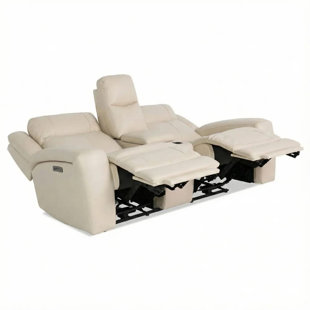 Verona Leather Power Recliner with Power Headrest, Taupe