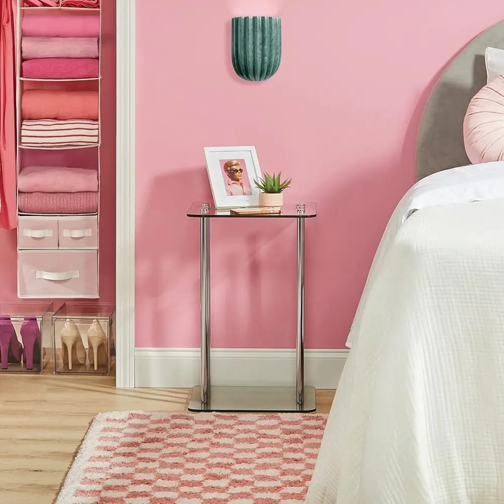 mDesign Glass Top Side Table