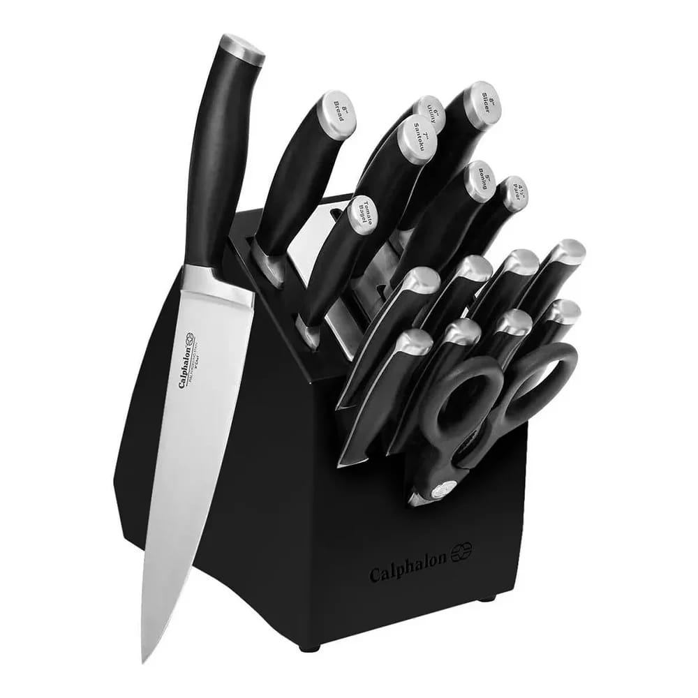 Calphalon Contemporary SharpIN Self-Sharpening Knife Set, Black, 18 Count