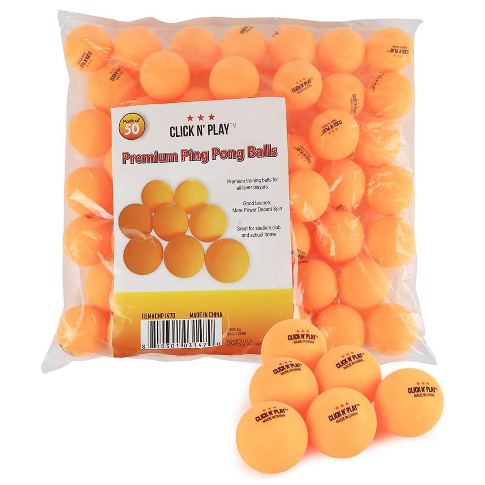 Click N' Play 3-Star Orange Ping-Pong Balls, 50 count