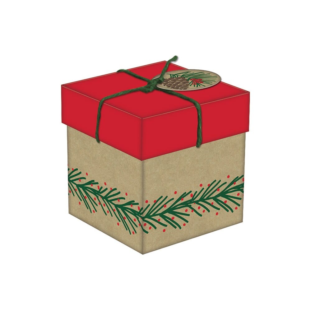 Medium Luxury Decorative Square Kraft Christmas Gift Box, 3 7/8 x 3 7/8 x 4"