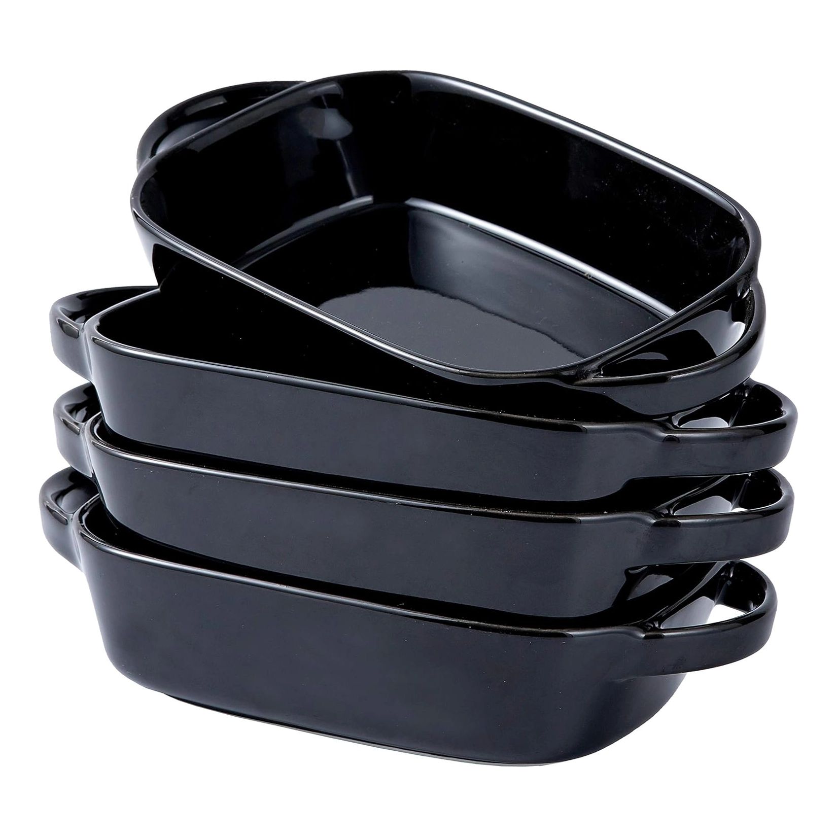 Bruntmor 9" x 5" Ceramic Baking Dish, Black, Set of 4