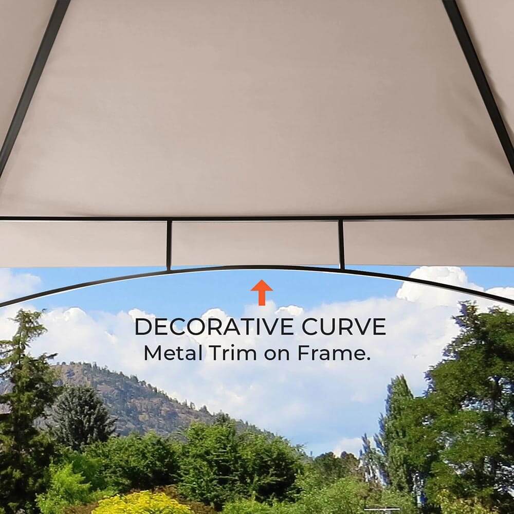 2-Tier Vented 8' x 5' Steel Grill Gazebo, Beige