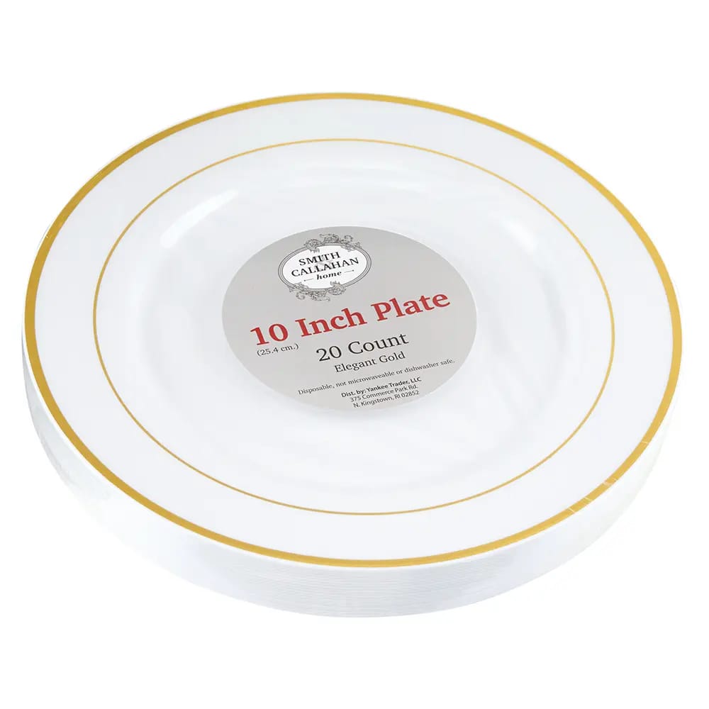 Smith & Callahan Plastic Plate, Gold Rim, 20 ct, 10"