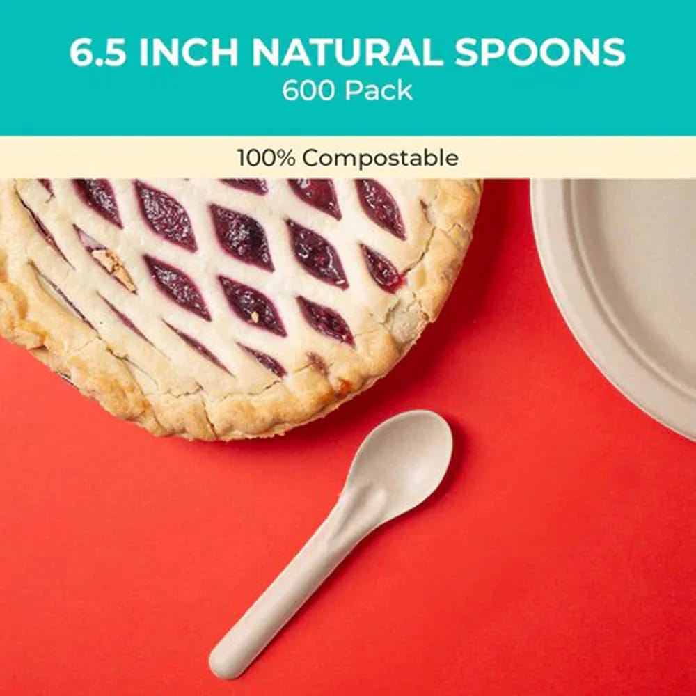 6.5" Renewable Fiber Paper Spoons, 200 Count