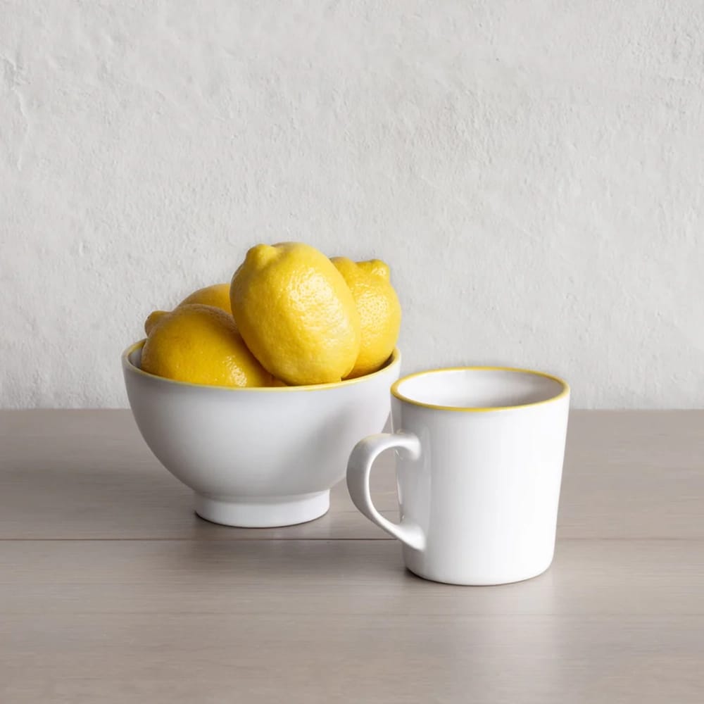 Leeway Mug, Yellow Stripe, Set of 4