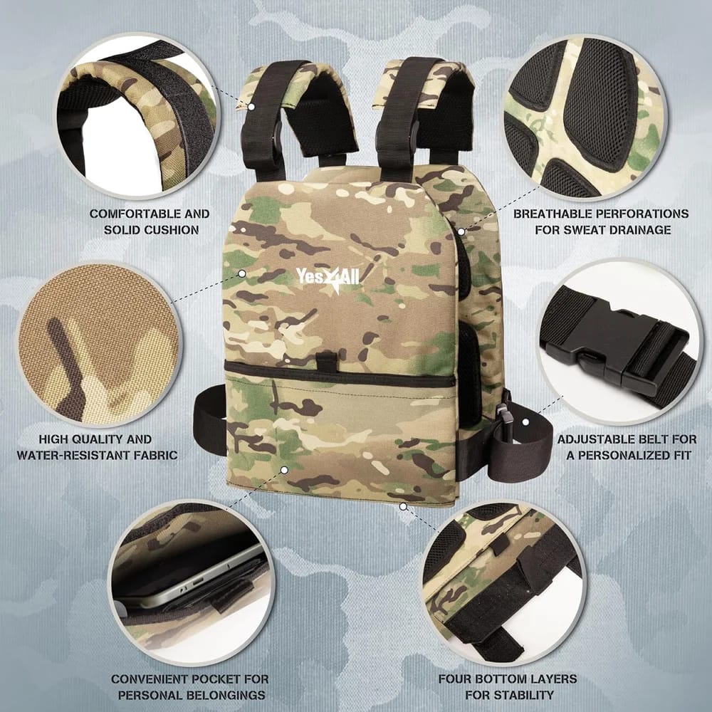 Yes4All Adjustable Weighted Vest, Camo