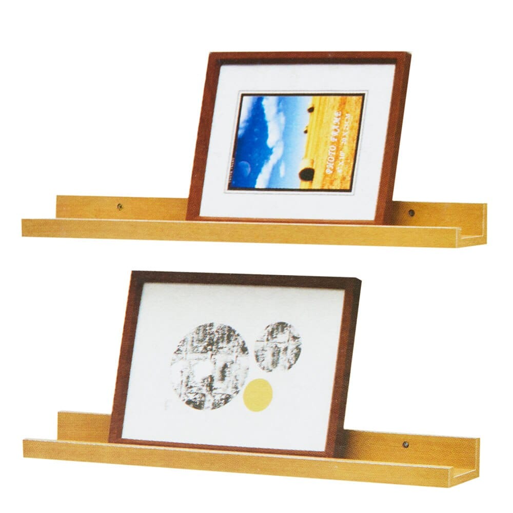 Greenco Vista Photo Ledge Floating Wall Shelves, Set of 2, Natural