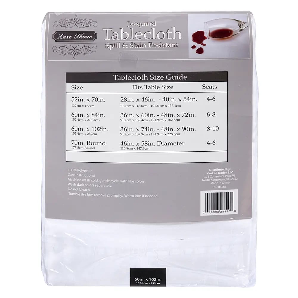 Jacquard Spill & Stain Resistant Tablecloth, 60" X 102"