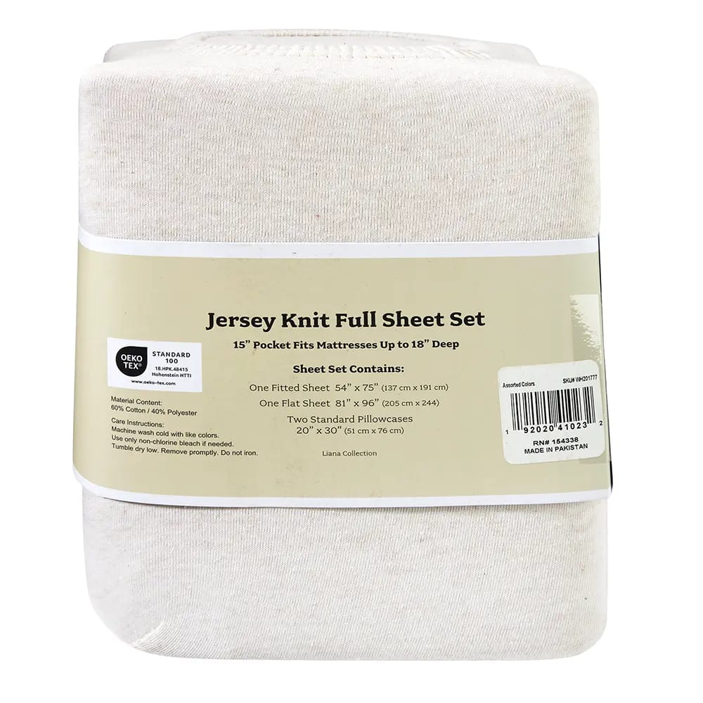 Jersey Knit Full Sheet Set, 4 Piece