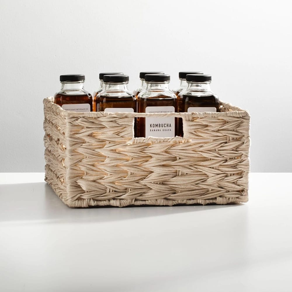 mDesign Woven Storage Basket, Cream, 6 Pack