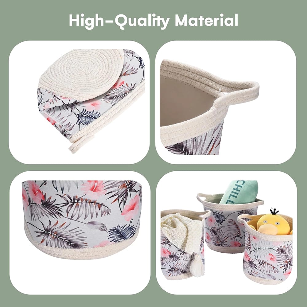 Hallops Patterned Woven Rope Baskets, 3 Pack