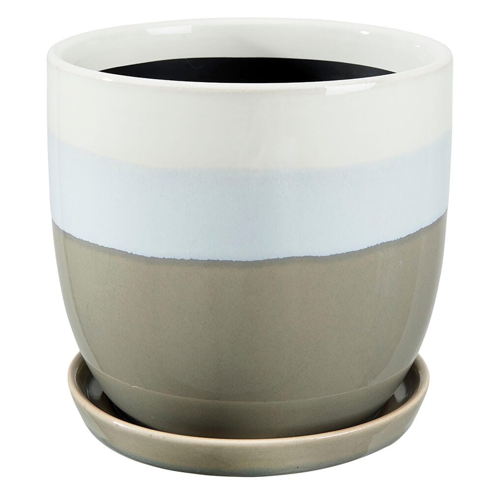 Glazed Ceramic Indoor Planter with Saucer, 5.5"