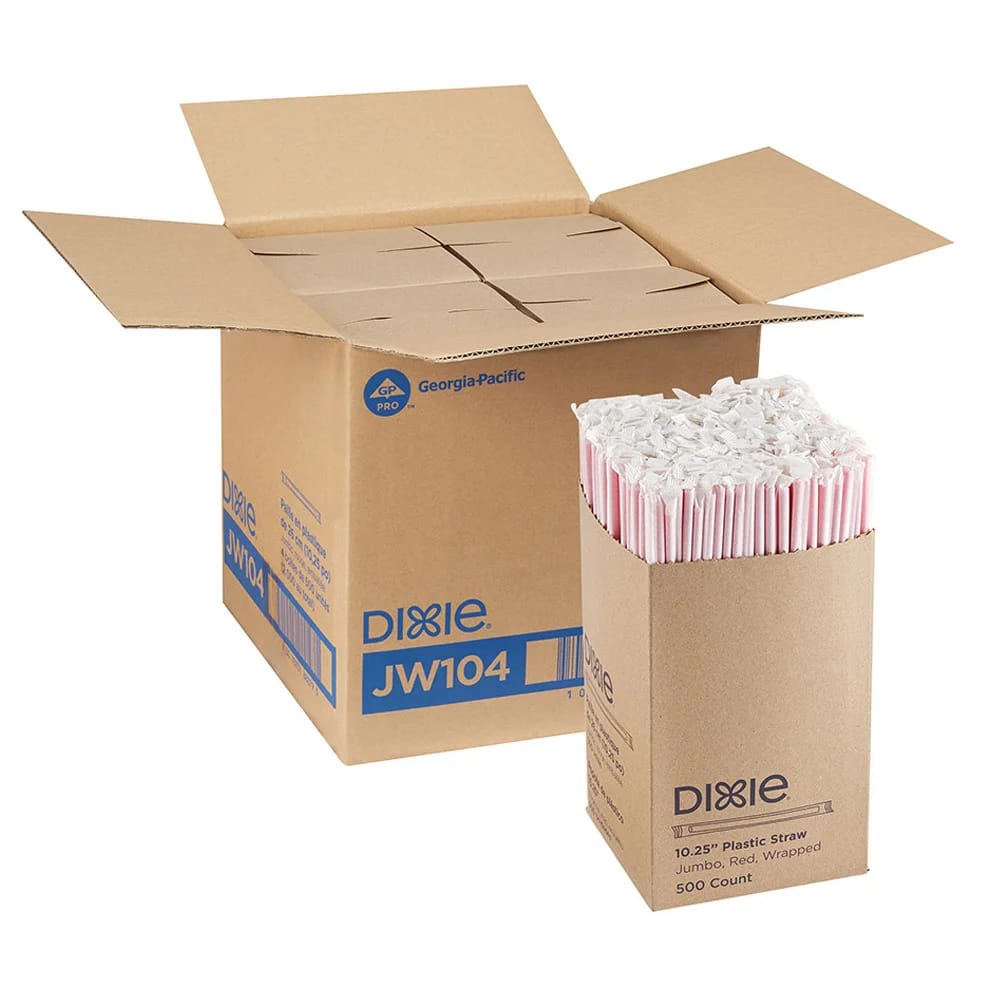 Dixie Jumbo Wrapped Plastic Straws, 2000 Count