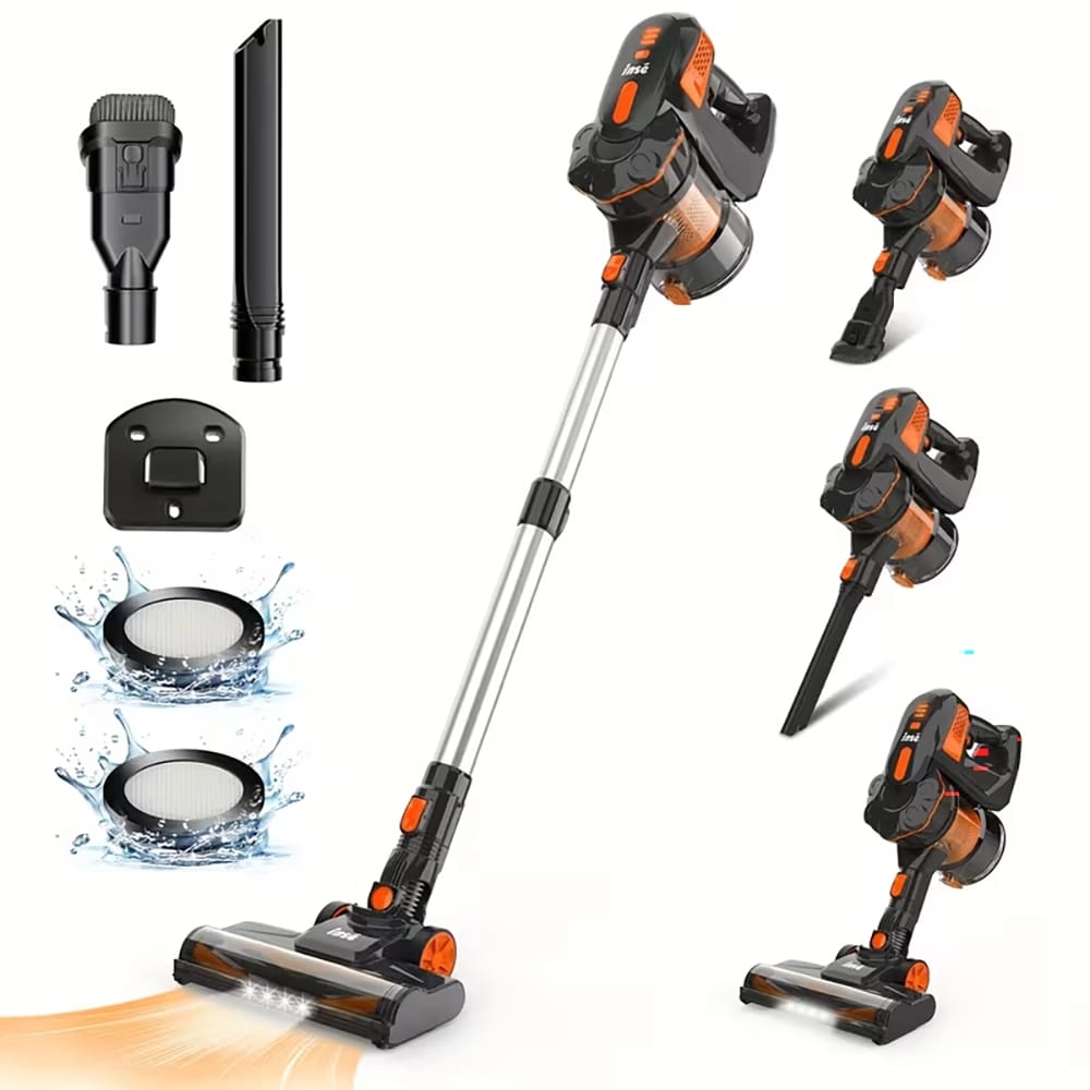 INSE Cordless Stick Vacuum, Orange