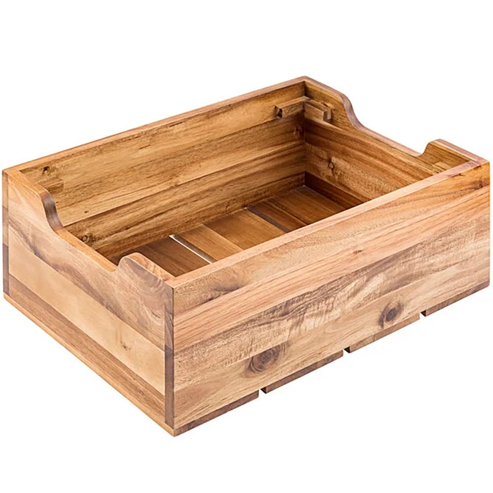 TableCraft Full Size 7 3/8" Deep Acacia Wood Food Box