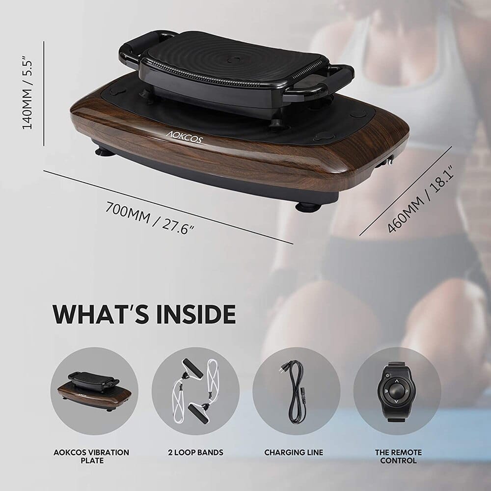AOKCOS Vibration Platform Exercise Machine with Stool Attachment for Full Body Workout