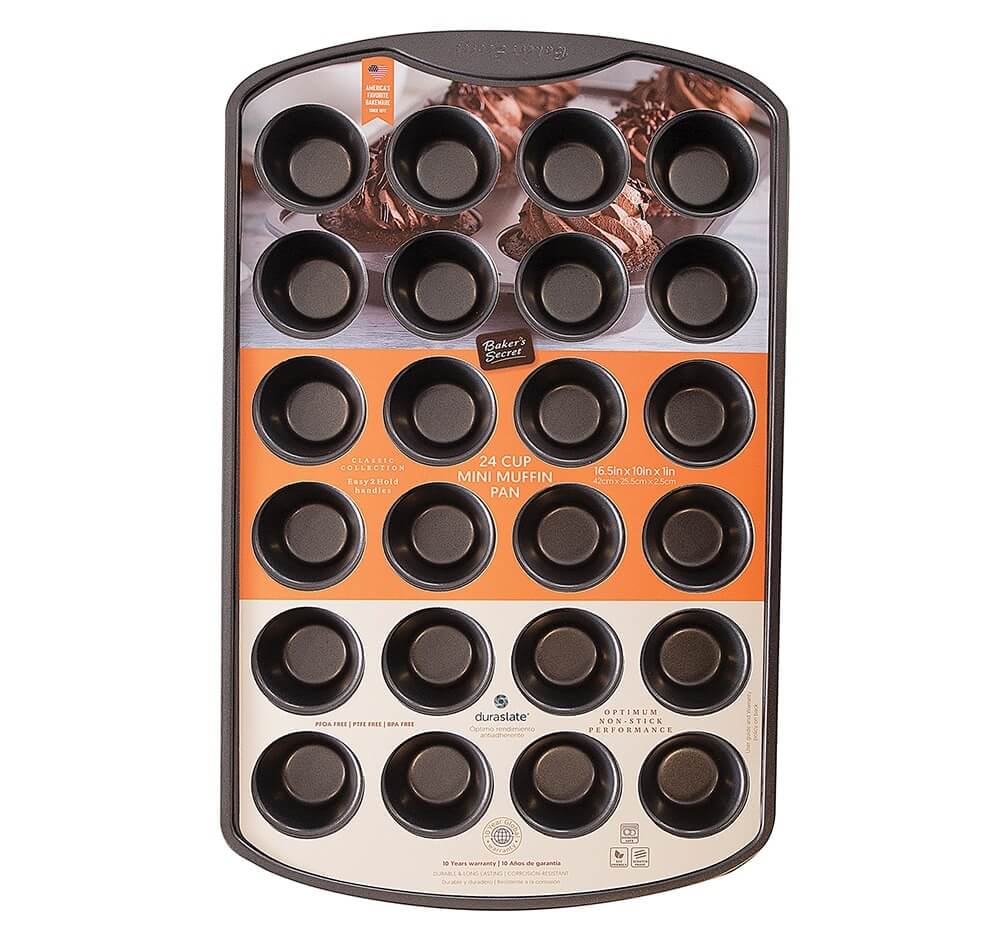 Baker's Secret Classic Collection 24 Cup Mini Muffin Pan, 16.5"x10"