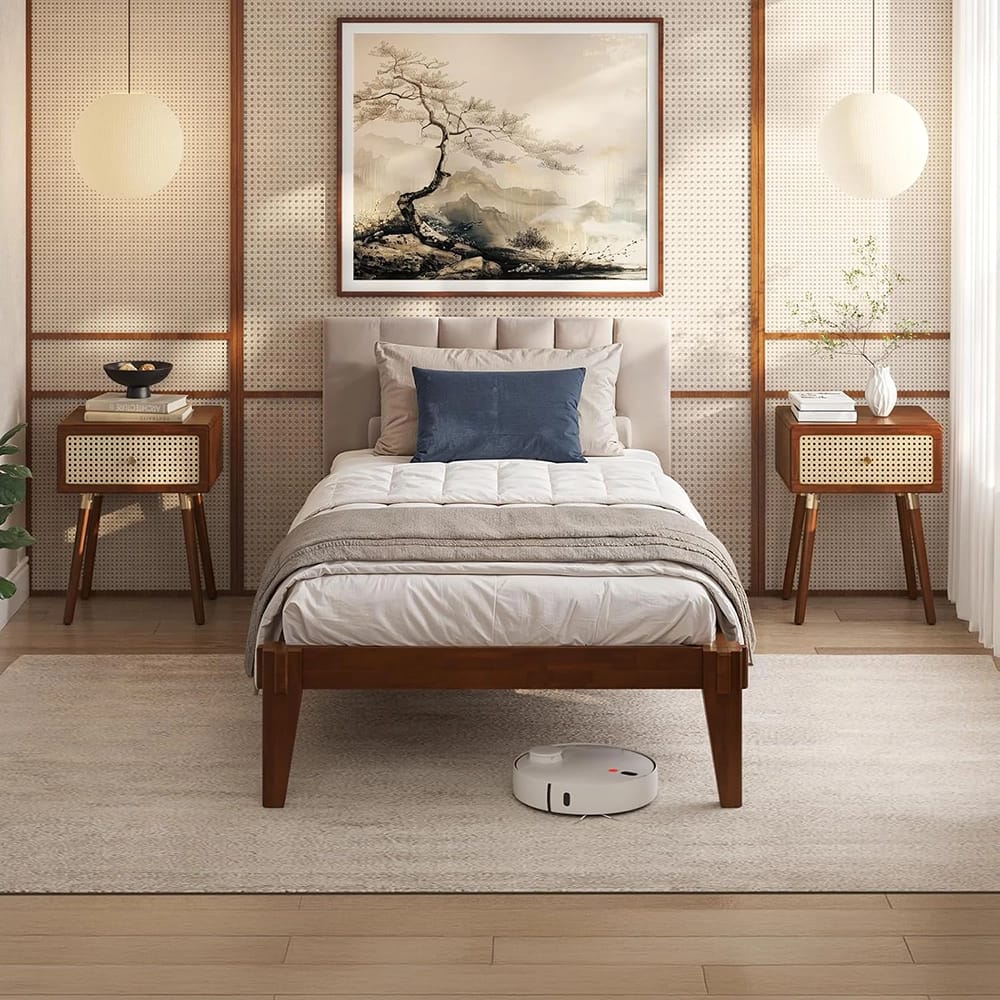 Bme Chalipa Twin Wood Bed Frame, Walnut